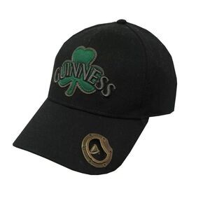 Black Guinness Baseball Cap With Bottle Opener & Green Shamrock‎ Design